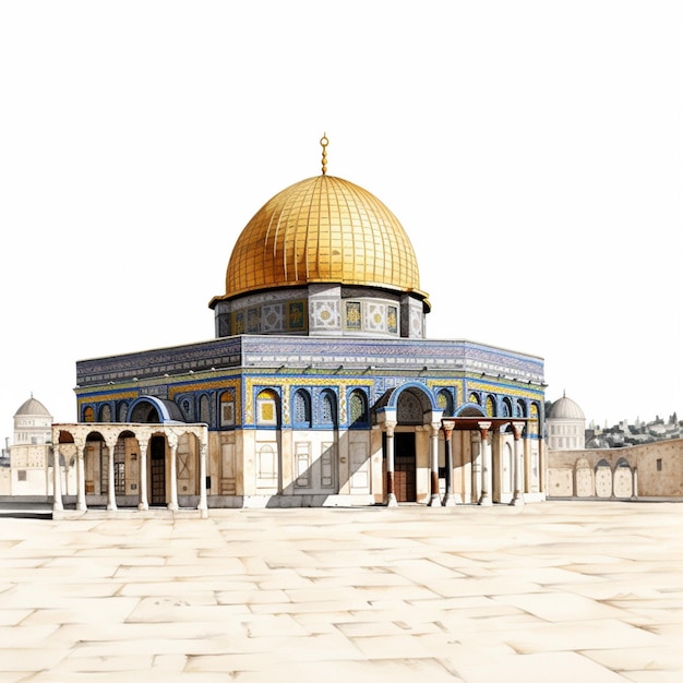 Mezquita Al Aqsa con fondo blanco de alta calidad