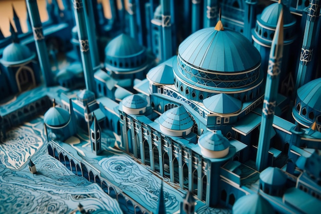 Mezquita azul en Estambul arte en papel ilustración de arte digital IA generativa
