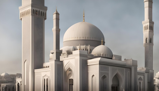 una mezquita blanca con una cúpula blanca y una cúpola blanca