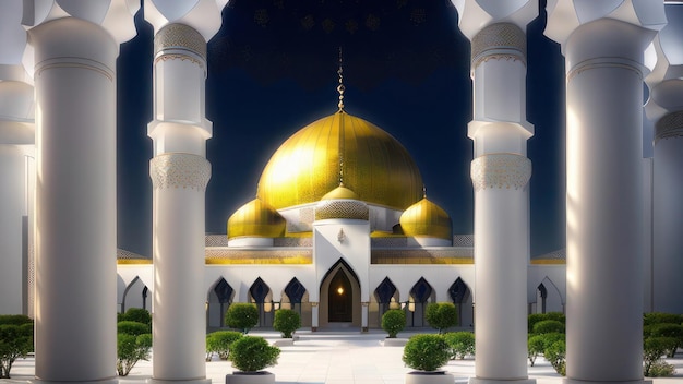 Una mezquita con una cúpula dorada