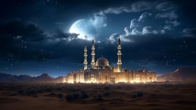 Mezquita en el desierto IA generativa