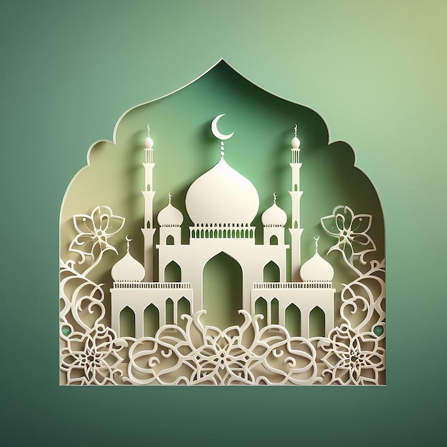 Mezquita en diseño de estilo papel