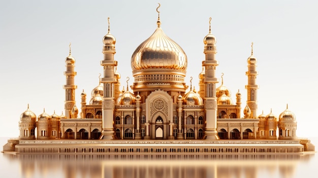 Foto mezquita dorada para musulmanes aislados en blanco