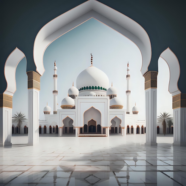 Foto mezquita con fondo blanco