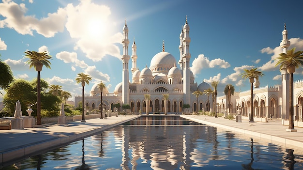 Mezquita fotorrealista por la tarde generada por la IA