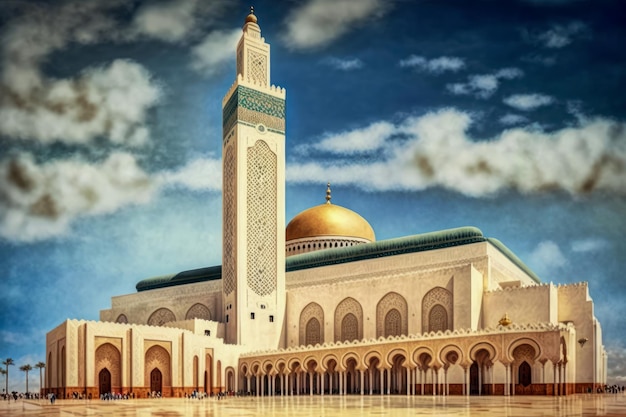 Mezquita Hassan II en Casablanca Marruecos Creada con tecnología de inteligencia artificial generativa