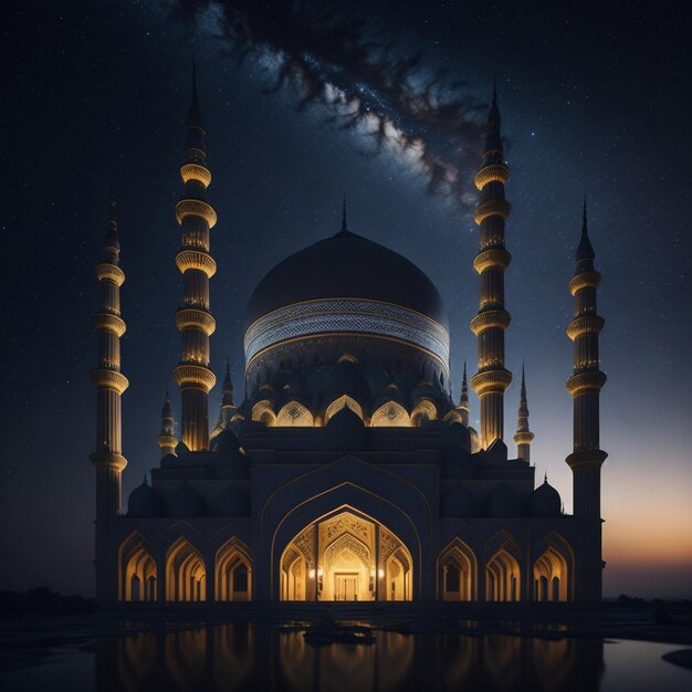 mezquita iluminada por la noche en invierno en kazán