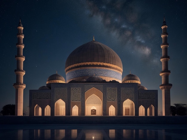 mezquita iluminada por la noche en invierno en kazán