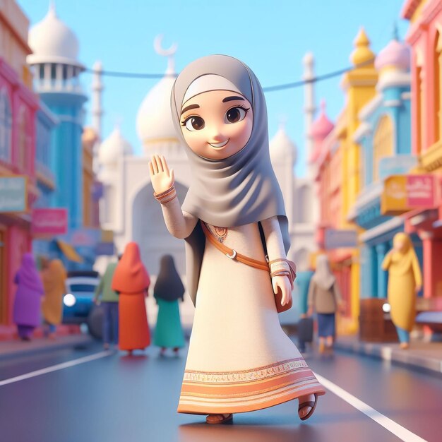 Foto mezquita ilustrada en 3d festival islámico de ramadán mubarak eid mubarak