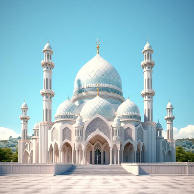 Mezquita islámica con cielo azul claro durante el día