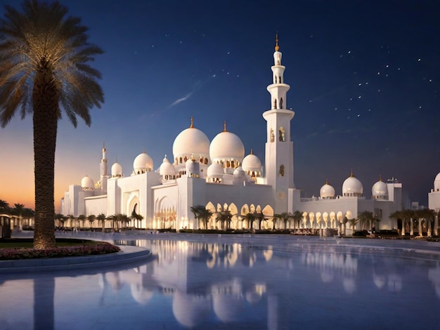 La mezquita del jeque Zayed de Abu Dhabi por la noche