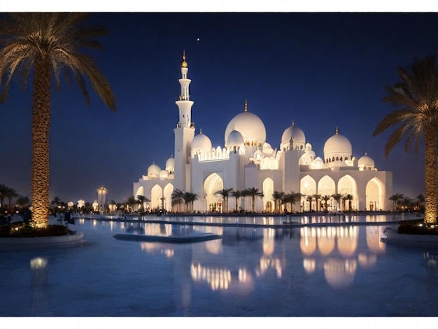 La mezquita del jeque Zayed de Abu Dhabi por la noche