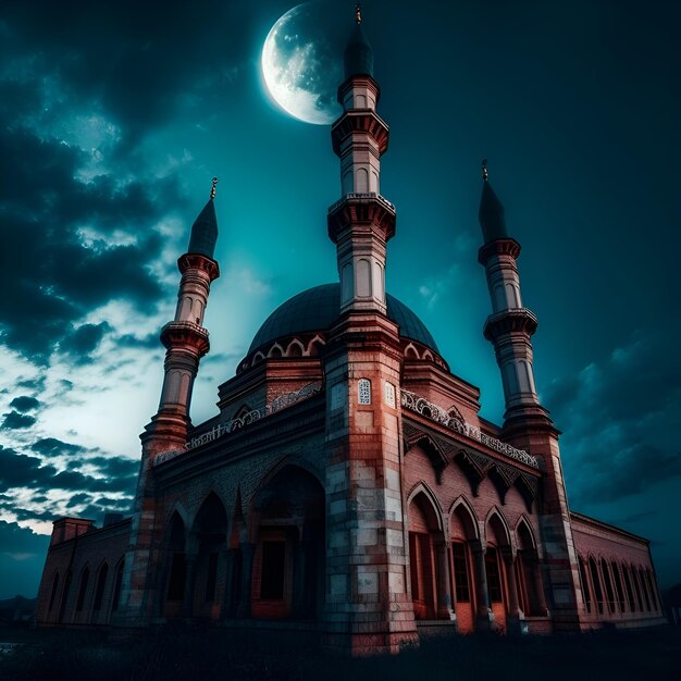 Mezquita a la luz de la luna tarjeta de felicitación Ramadan Kareem