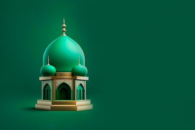 Mezquita musulmana aislada, religión y arquitectura. Fondo islámico Ramadán concepto para banner