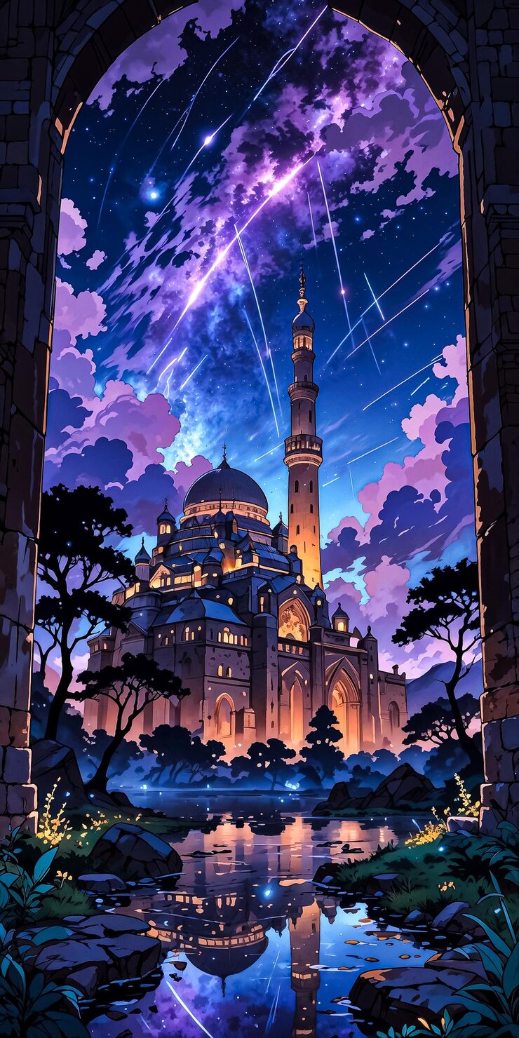 la mezquita en la noche