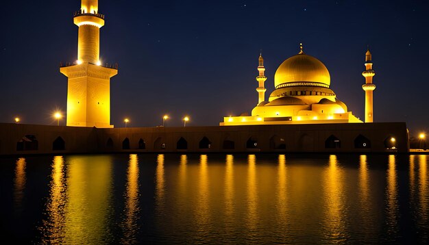 Foto mezquita nocturna con el fondo