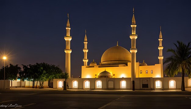 Foto mezquita nocturna con el fondo