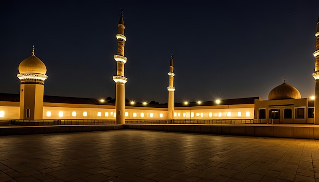 Mezquita nocturna con el fondo