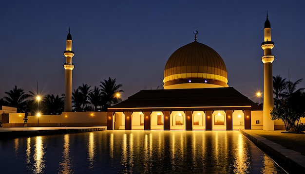 Mezquita nocturna con el fondo