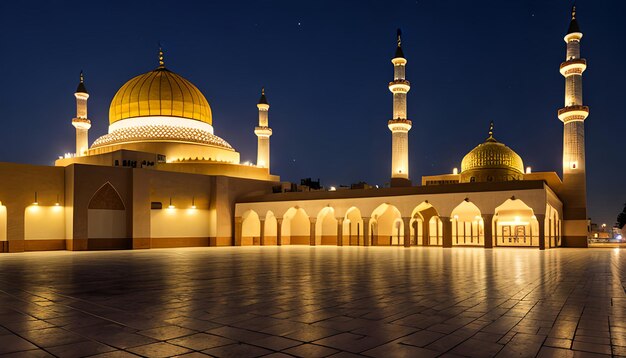 Foto mezquita nocturna con el fondo