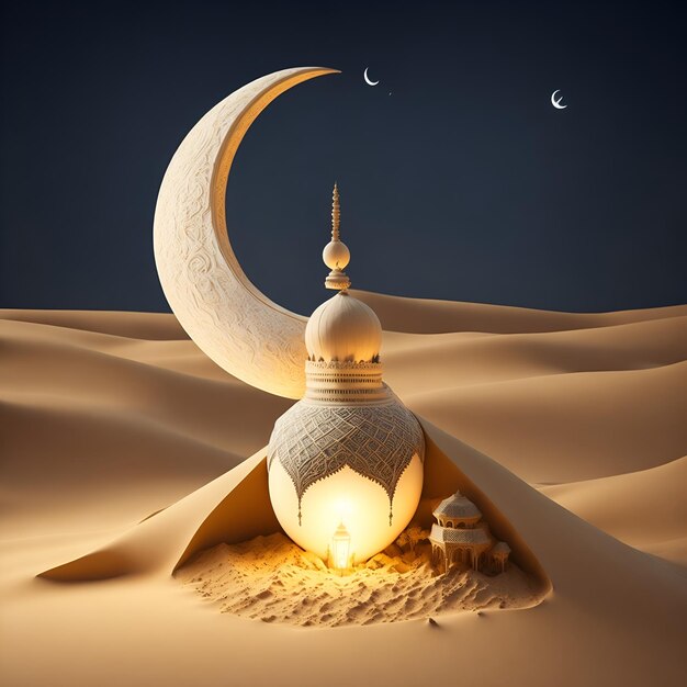Mezquita puesta de sol cielo luna noche santa noche islámica y silueta mezquita fondo de pantalla islámico