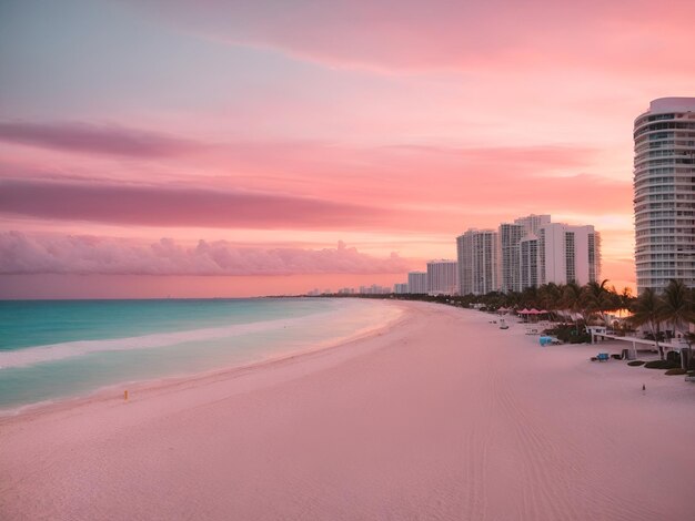 Foto miami beach florida mit rosa sonnenuntergang