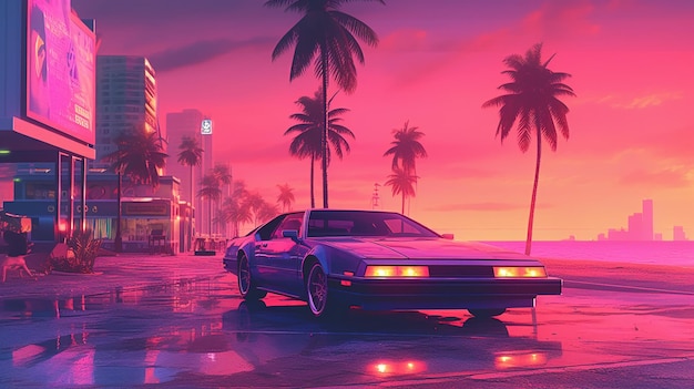 Miami Florida vice ciudad Synthwave IA generativa