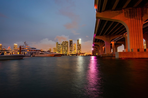 Miami Schöne Skyline von Miami Florida bei Sonnenuntergang