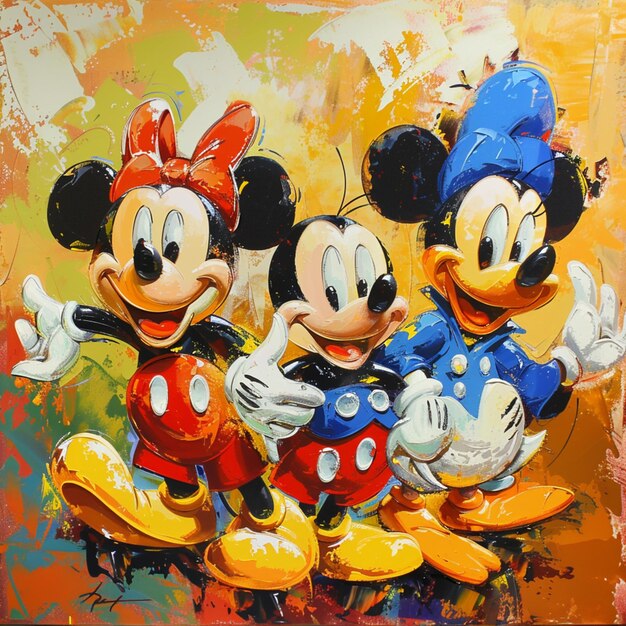Foto mickey e minnie mouse pintura generativa ai