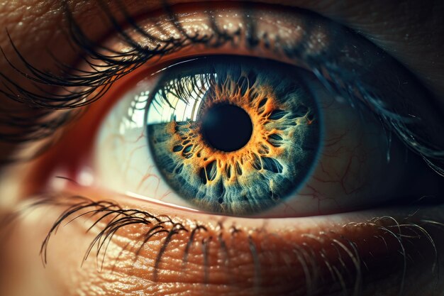 Micro imagen de cerca del ojo de la persona generada por Ai