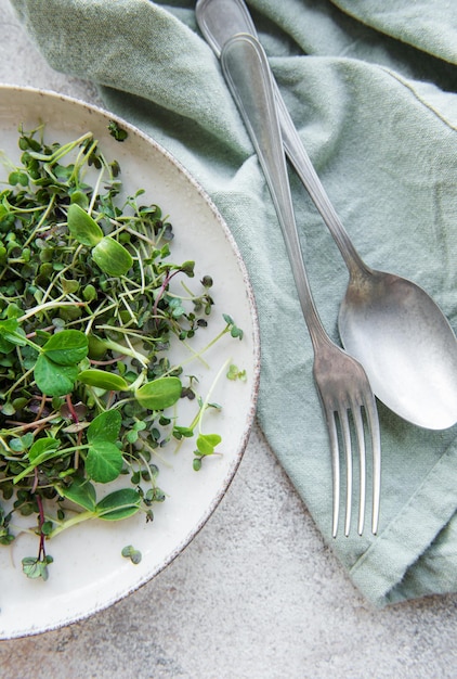 Micro verdes em um prato