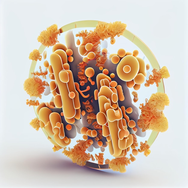 Micróbios isolados na ilustração de fundo branco AI