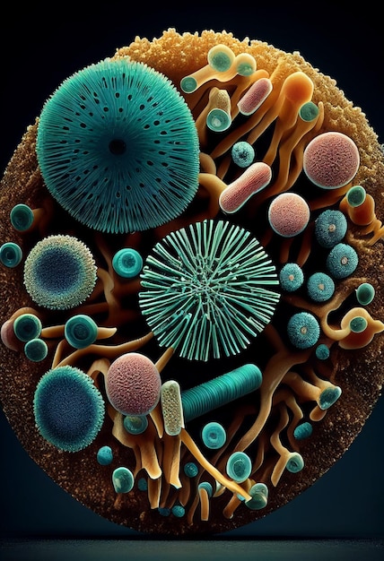 Foto los microbios bajo un microscopio ai generado