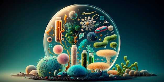 Microbios y virus para estudiar su estructura y evolución IA generativa
