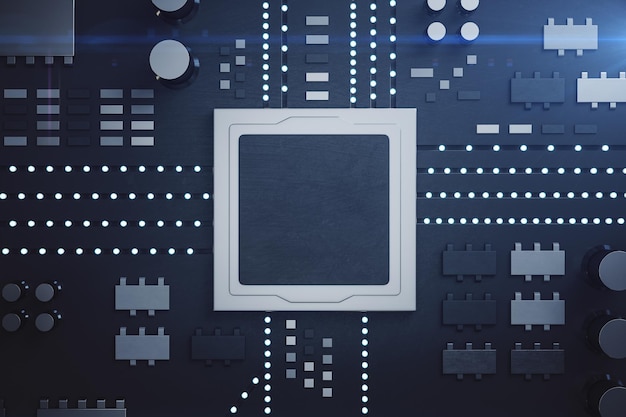 Microchip de computadora negro en la placa madre