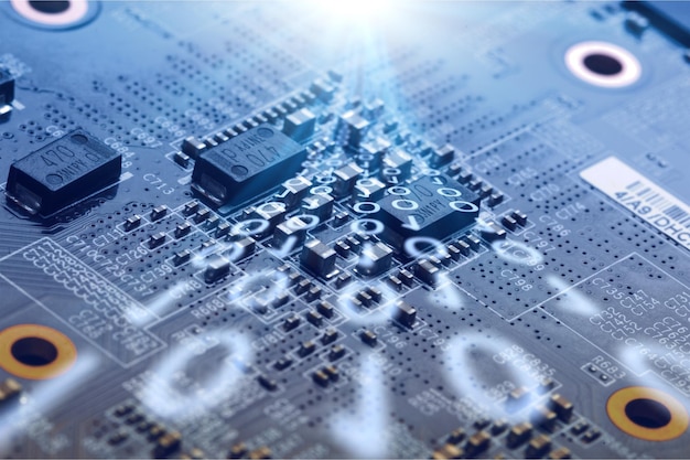 Microchips en una placa de circuito.