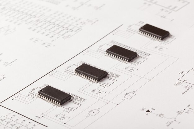Microcircuito chips no desenho do dispositivo eletrônico