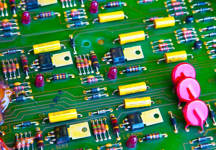 Foto microcircuito de placa de circuito electrónico de la máquina de soldadura unidad de control de la máquina de soldadura