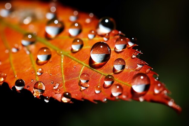 El microcosmos de la naturaleza besó la hoja con vibrantes colores de otoño