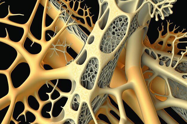 Microestructura ósea de osteoporosis creada por IA generativa