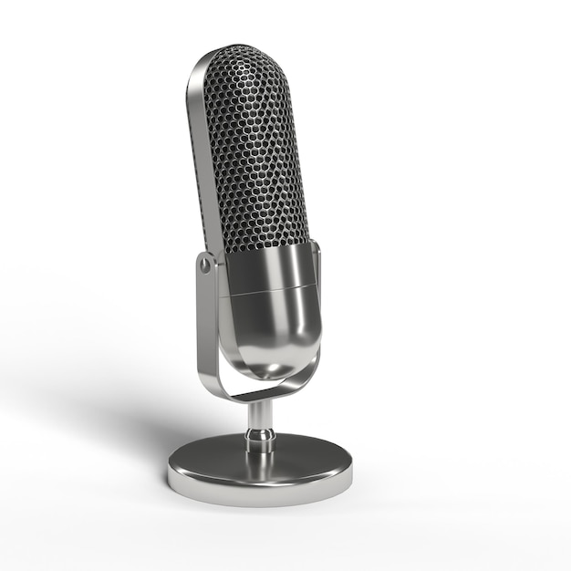 Microfone de estilo retro isolado no fundo branco