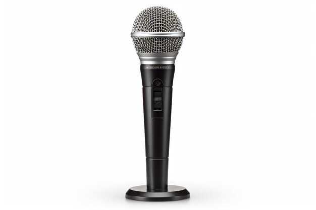 Foto microfone de mão isolado em fundo branco