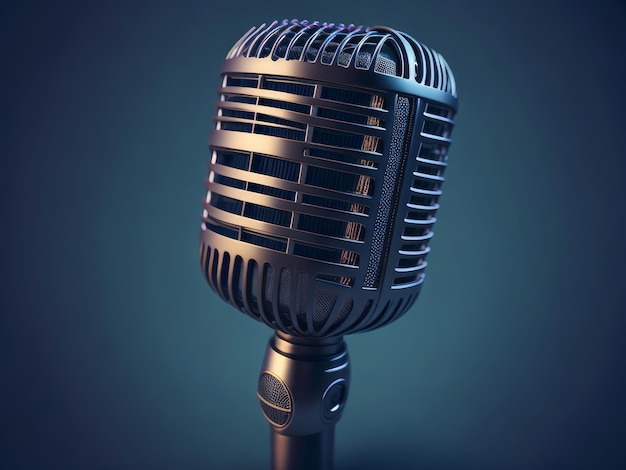 Microfone metálico retro da estação de rádio gerado por IA