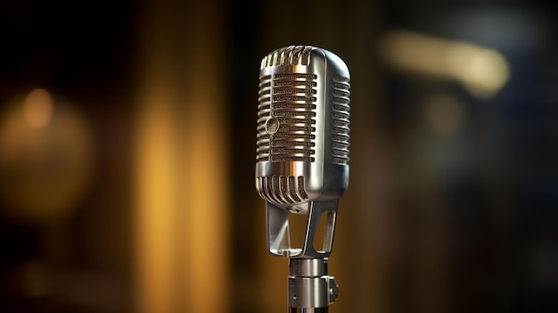 Microfone retrô vintage para podcasts e transmissões ao vivo