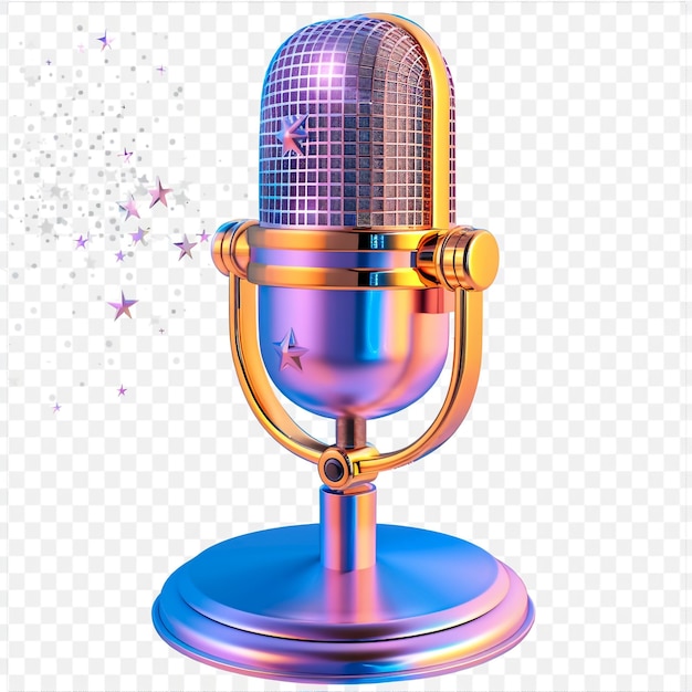 un micrófono con una banda de oro en él y una estrella en el fondo