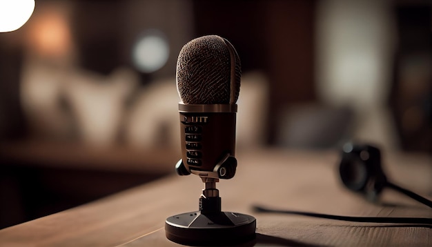 Micrófono de estudio para grabar podcasts de cerca