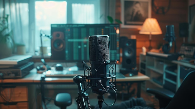 El micrófono en el estudio.