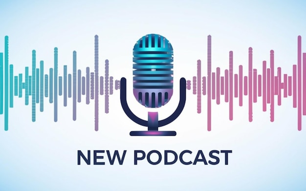 Micrófono de podcast con el texto Nuevo podcast