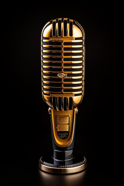 El micrófono retro dorado
