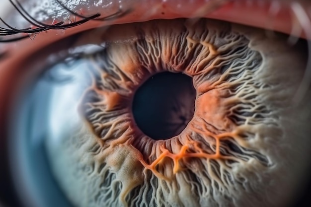 Microfotografia detalhada de zoom humano dos olhos